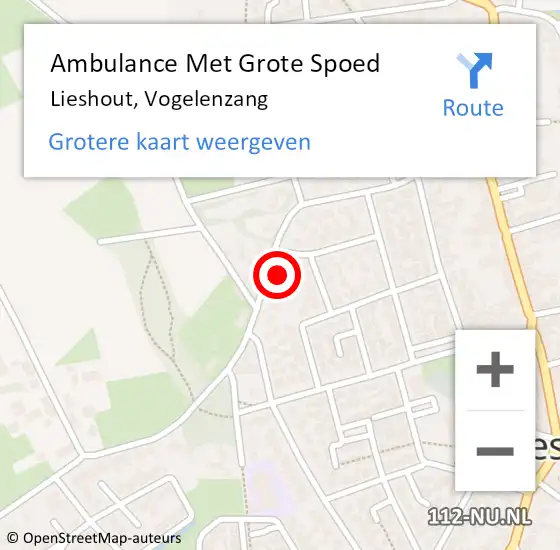 Locatie op kaart van de 112 melding: Ambulance Met Grote Spoed Naar Lieshout, Vogelenzang op 23 januari 2018 07:57