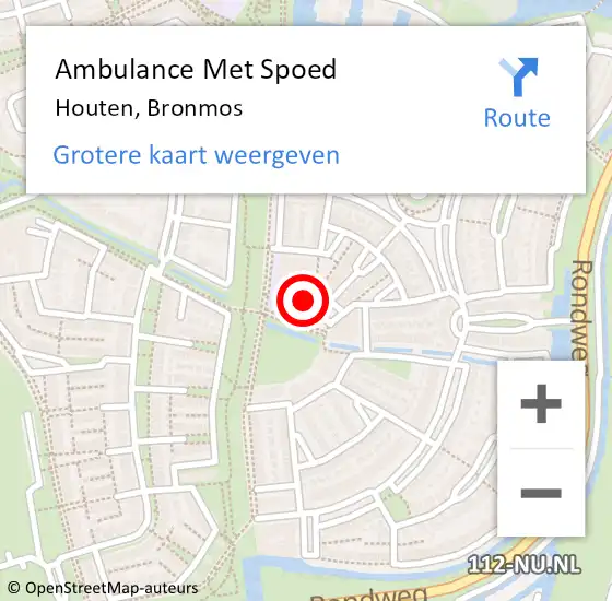 Locatie op kaart van de 112 melding: Ambulance Met Spoed Naar Houten, Bronmos op 23 januari 2018 08:06