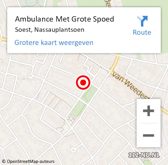 Locatie op kaart van de 112 melding: Ambulance Met Grote Spoed Naar Soest, Nassauplantsoen op 23 januari 2018 08:52