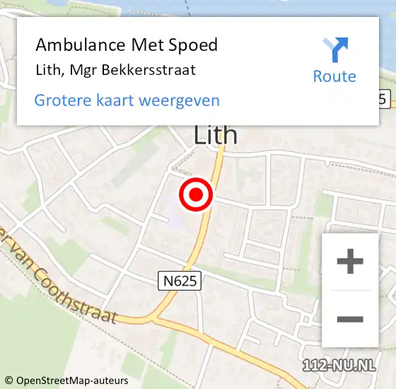 Locatie op kaart van de 112 melding: Ambulance Met Spoed Naar Lith, Mgr Bekkersstraat op 23 januari 2018 08:55