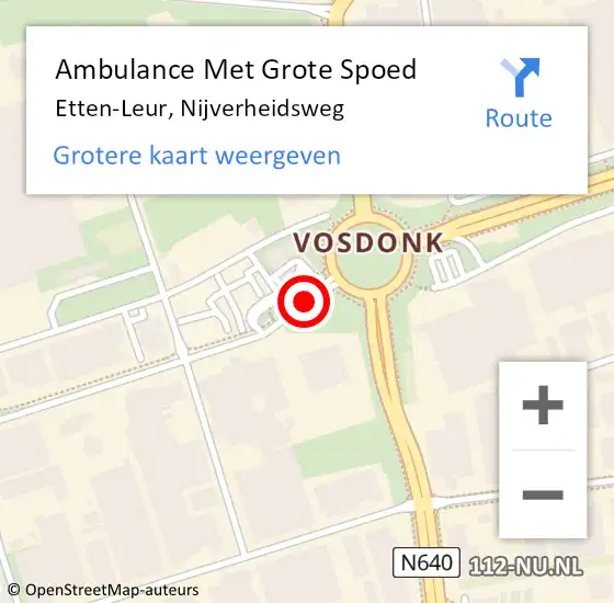 Locatie op kaart van de 112 melding: Ambulance Met Grote Spoed Naar Etten-Leur, Nijverheidsweg op 23 januari 2018 09:00