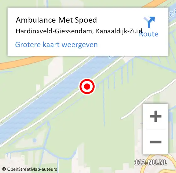 Locatie op kaart van de 112 melding: Ambulance Met Spoed Naar Hardinxveld-Giessendam, Kanaaldijk-Zuid op 23 januari 2018 09:05