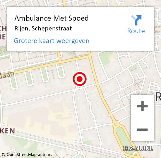 Locatie op kaart van de 112 melding: Ambulance Met Spoed Naar Rijen, Schepenstraat op 23 januari 2018 09:33