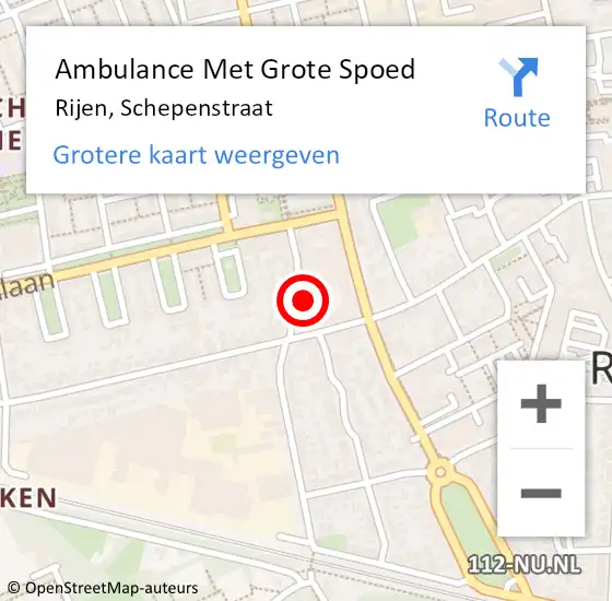 Locatie op kaart van de 112 melding: Ambulance Met Grote Spoed Naar Rijen, Schepenstraat op 23 januari 2018 09:34