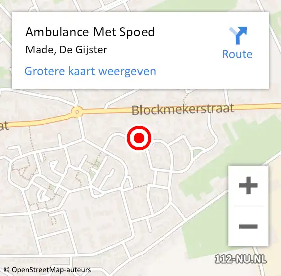 Locatie op kaart van de 112 melding: Ambulance Met Spoed Naar Made, De Gijster op 23 januari 2018 09:34