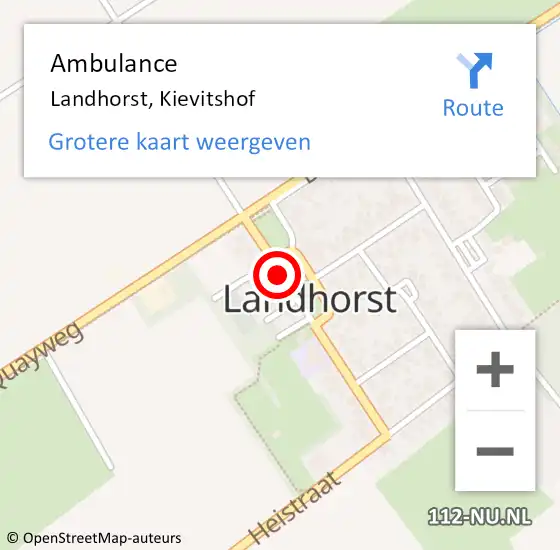 Locatie op kaart van de 112 melding: Ambulance Landhorst, Kievitshof op 23 januari 2018 09:42