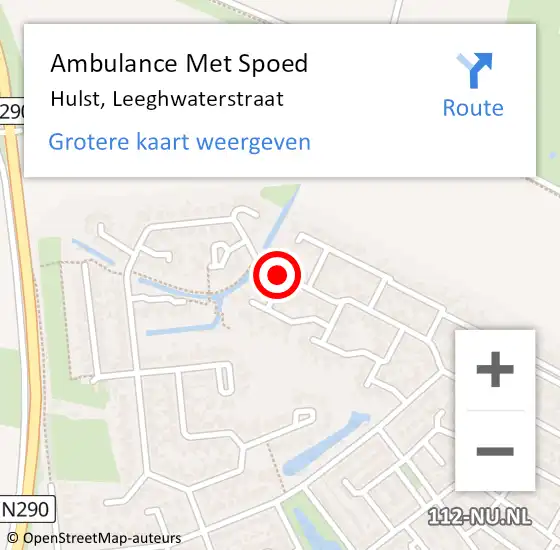 Locatie op kaart van de 112 melding: Ambulance Met Spoed Naar Hulst, Leeghwaterstraat op 23 januari 2018 09:52