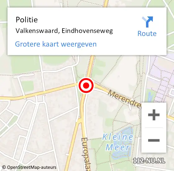Locatie op kaart van de 112 melding: Politie Valkenswaard, Eindhovenseweg op 23 januari 2018 09:54