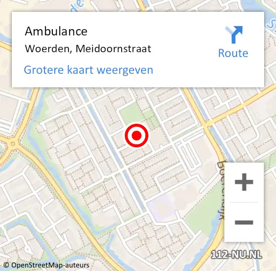 Locatie op kaart van de 112 melding: Ambulance Woerden, Meidoornstraat op 23 januari 2018 10:13