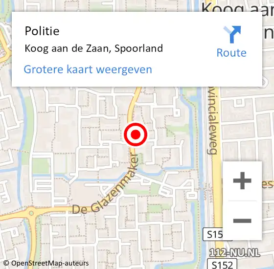 Locatie op kaart van de 112 melding: Politie Koog aan de Zaan, Spoorland op 23 januari 2018 10:56