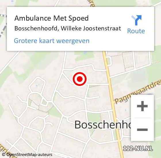 Locatie op kaart van de 112 melding: Ambulance Met Spoed Naar Bosschenhoofd, Willeke Joostenstraat op 23 januari 2018 11:23