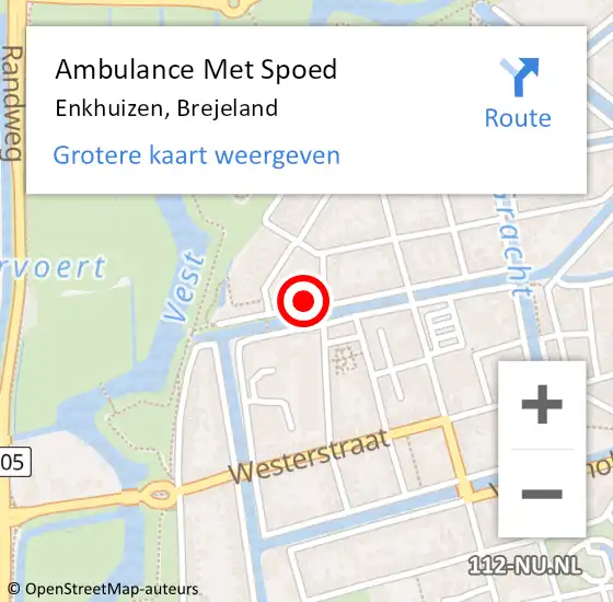 Locatie op kaart van de 112 melding: Ambulance Met Spoed Naar Enkhuizen, Brejeland op 23 januari 2018 11:32