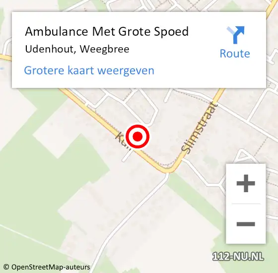 Locatie op kaart van de 112 melding: Ambulance Met Grote Spoed Naar Udenhout, Weegbree op 23 januari 2018 11:46