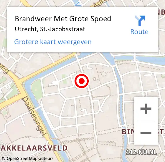 Locatie op kaart van de 112 melding: Brandweer Met Grote Spoed Naar Utrecht, St.-Jacobsstraat op 23 januari 2018 11:50