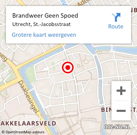 Locatie op kaart van de 112 melding: Brandweer Geen Spoed Naar Utrecht, St.-Jacobsstraat op 23 januari 2018 11:51