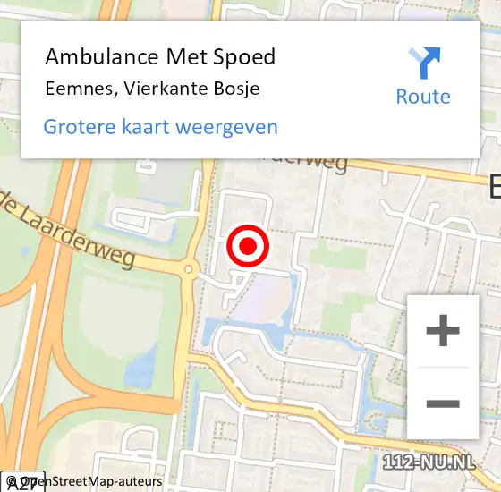 Locatie op kaart van de 112 melding: Ambulance Met Spoed Naar Eemnes, Vierkante Bosje op 23 januari 2018 11:57