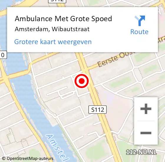 Locatie op kaart van de 112 melding: Ambulance Met Grote Spoed Naar Amsterdam, Wibautstraat op 23 januari 2018 12:09