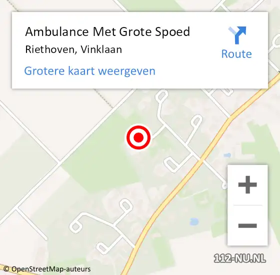 Locatie op kaart van de 112 melding: Ambulance Met Grote Spoed Naar Riethoven, Vinklaan op 23 januari 2018 12:10