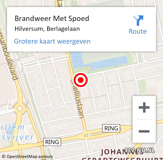 Locatie op kaart van de 112 melding: Brandweer Met Spoed Naar Hilversum, Berlagelaan op 23 januari 2018 12:12