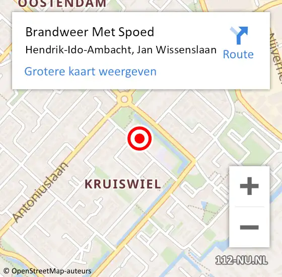 Locatie op kaart van de 112 melding: Brandweer Met Spoed Naar Hendrik-Ido-Ambacht, Jan Wissenslaan op 23 januari 2018 12:20