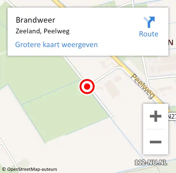 Locatie op kaart van de 112 melding: Brandweer Zeeland, Peelweg op 23 januari 2018 12:20