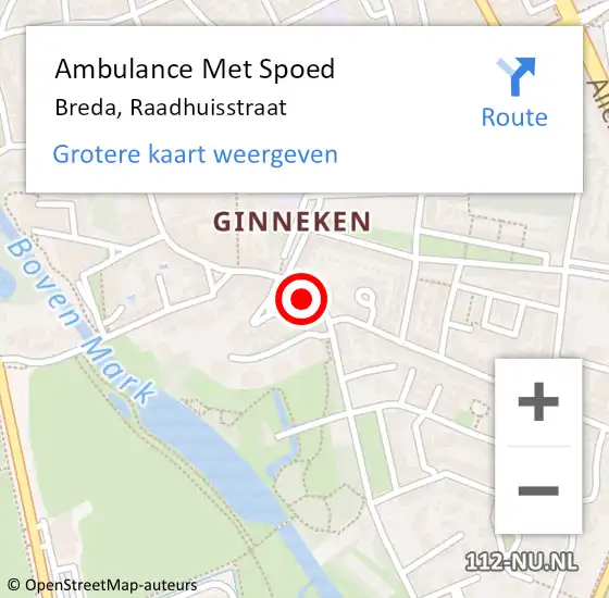 Locatie op kaart van de 112 melding: Ambulance Met Spoed Naar Breda, Raadhuisstraat op 23 januari 2018 12:23