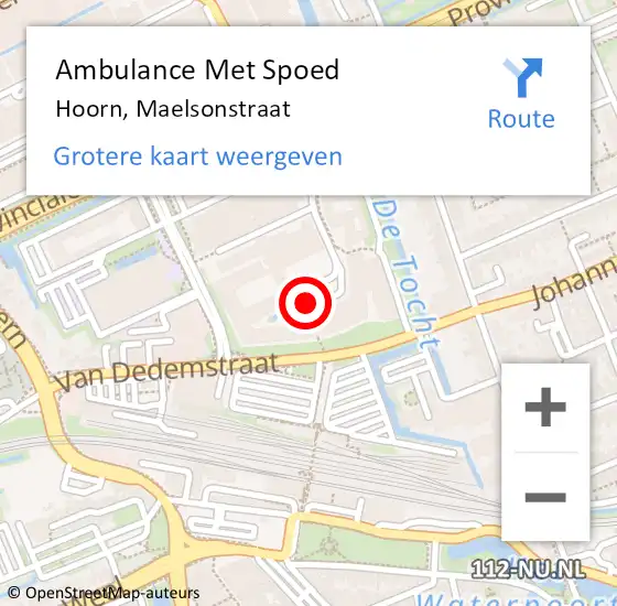 Locatie op kaart van de 112 melding: Ambulance Met Spoed Naar Hoorn, Maelsonstraat op 23 januari 2018 12:24