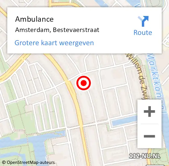 Locatie op kaart van de 112 melding: Ambulance Amsterdam, Bestevaerstraat op 23 januari 2018 12:25