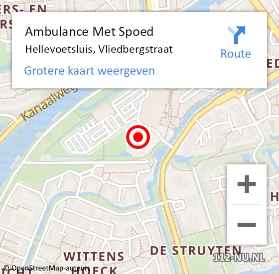 Locatie op kaart van de 112 melding: Ambulance Met Spoed Naar Hellevoetsluis, Vliedbergstraat op 23 januari 2018 12:25