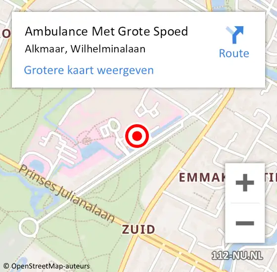 Locatie op kaart van de 112 melding: Ambulance Met Grote Spoed Naar Alkmaar, Wilhelminalaan op 23 januari 2018 12:26