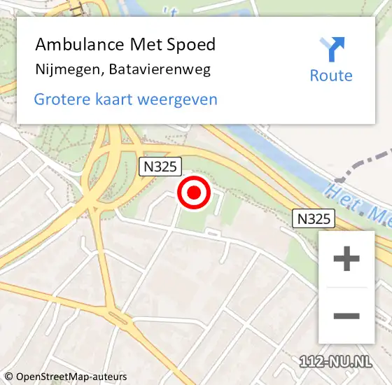 Locatie op kaart van de 112 melding: Ambulance Met Spoed Naar Nijmegen, Batavierenweg op 23 januari 2018 12:27