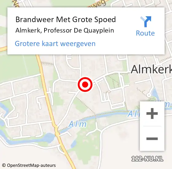 Locatie op kaart van de 112 melding: Brandweer Met Grote Spoed Naar Almkerk, Professor De Quayplein op 23 januari 2018 13:03