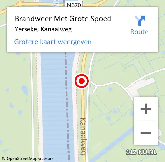 Locatie op kaart van de 112 melding: Brandweer Met Grote Spoed Naar Yerseke, Kanaalweg op 23 januari 2018 13:13