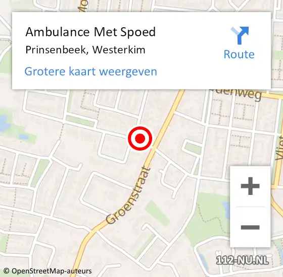 Locatie op kaart van de 112 melding: Ambulance Met Spoed Naar Prinsenbeek, Westerkim op 23 januari 2018 13:19