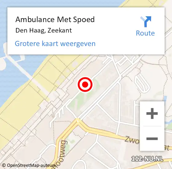 Locatie op kaart van de 112 melding: Ambulance Met Spoed Naar Den Haag, Zeekant op 23 januari 2018 13:37