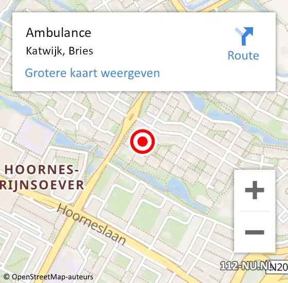 Locatie op kaart van de 112 melding: Ambulance Katwijk, Bries op 23 januari 2018 13:41