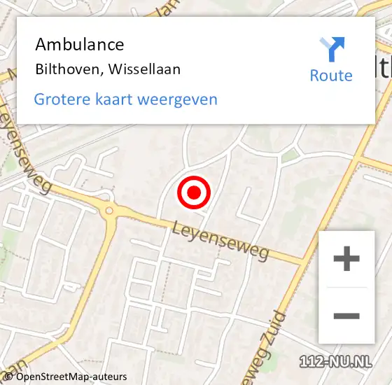 Locatie op kaart van de 112 melding: Ambulance Bilthoven, Wissellaan op 23 januari 2018 14:03