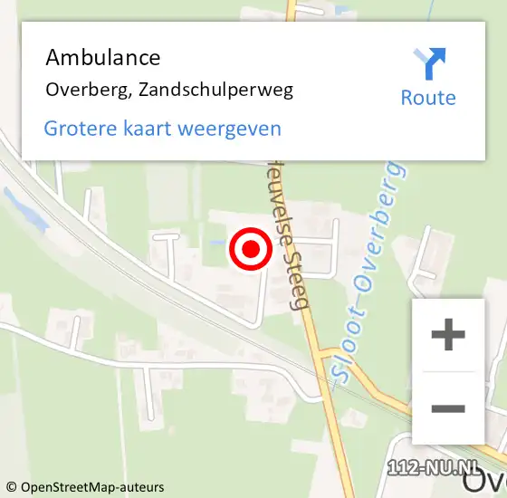 Locatie op kaart van de 112 melding: Ambulance Overberg, Zandschulperweg op 23 januari 2018 14:41