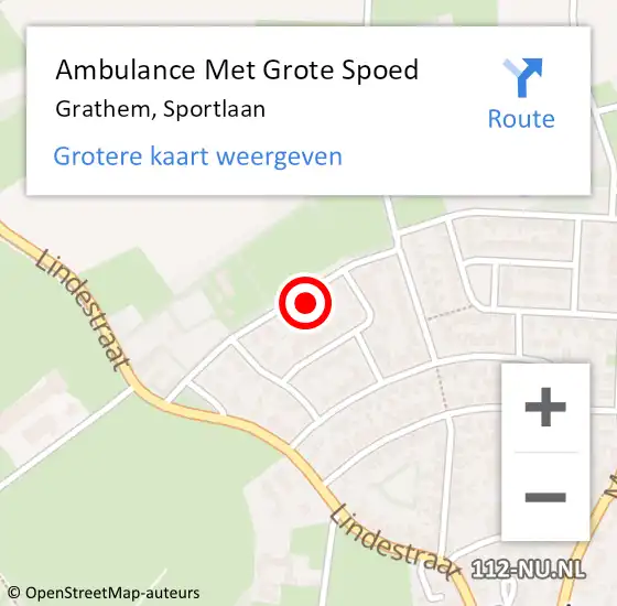 Locatie op kaart van de 112 melding: Ambulance Met Grote Spoed Naar Grathem, Sportlaan op 23 januari 2018 15:33