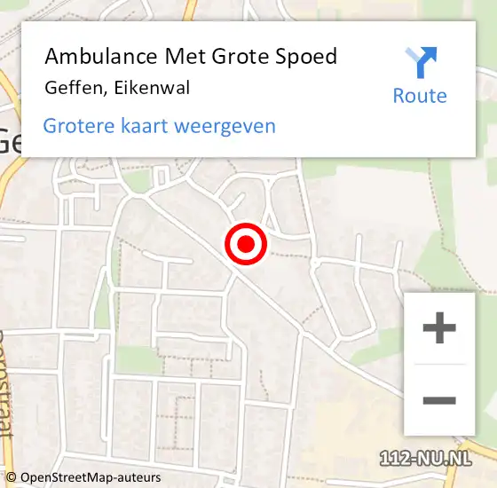 Locatie op kaart van de 112 melding: Ambulance Met Grote Spoed Naar Geffen, Eikenwal op 23 januari 2018 15:40