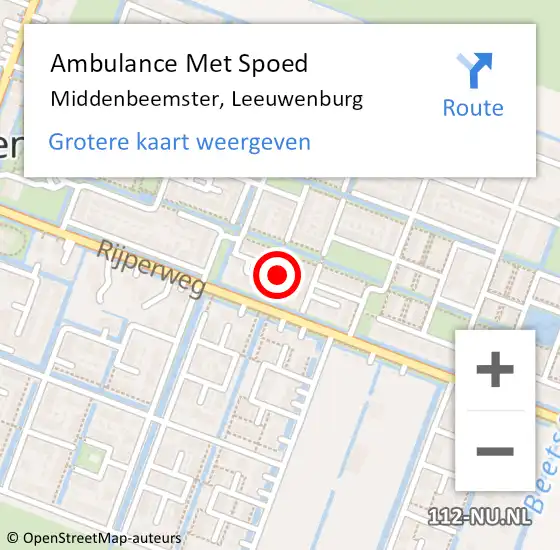 Locatie op kaart van de 112 melding: Ambulance Met Spoed Naar Middenbeemster, Leeuwenburg op 23 januari 2018 15:48