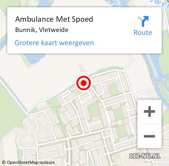 Locatie op kaart van de 112 melding: Ambulance Met Spoed Naar Bunnik, Vletweide op 23 januari 2018 15:56