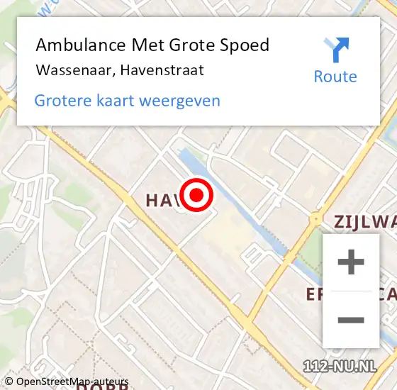 Locatie op kaart van de 112 melding: Ambulance Met Grote Spoed Naar Wassenaar, Havenstraat op 23 januari 2018 16:12