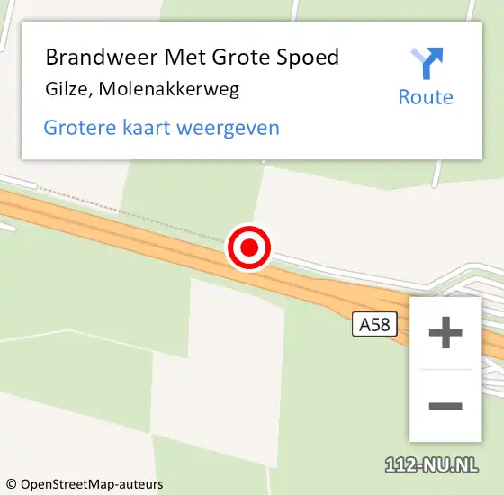 Locatie op kaart van de 112 melding: Brandweer Met Grote Spoed Naar Gilze, Molenakkerweg op 14 februari 2014 07:15