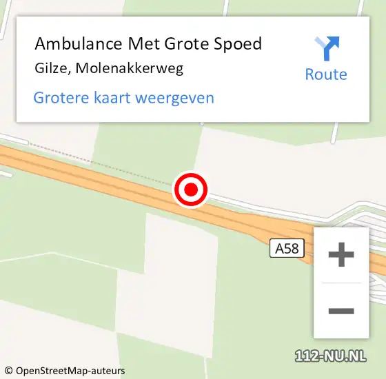 Locatie op kaart van de 112 melding: Ambulance Met Grote Spoed Naar Gilze, Molenakkerweg op 14 februari 2014 07:15