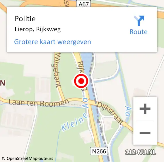 Locatie op kaart van de 112 melding: Politie Lierop, Rijksweg op 23 januari 2018 17:34
