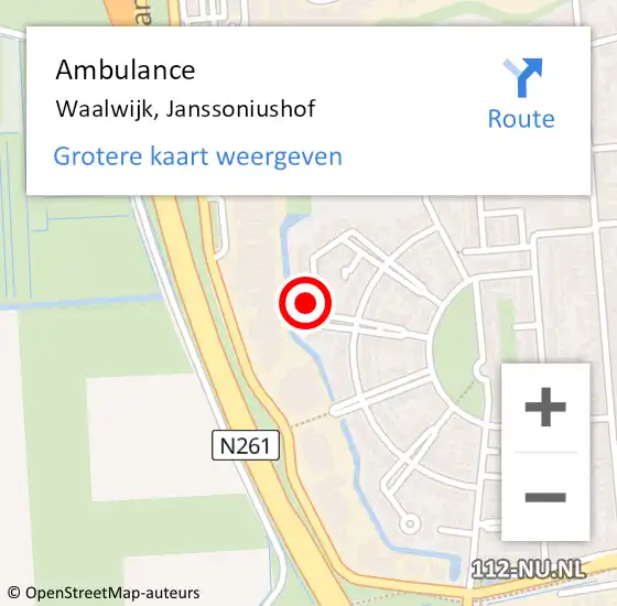 Locatie op kaart van de 112 melding: Ambulance Waalwijk, Janssoniushof op 23 januari 2018 17:53