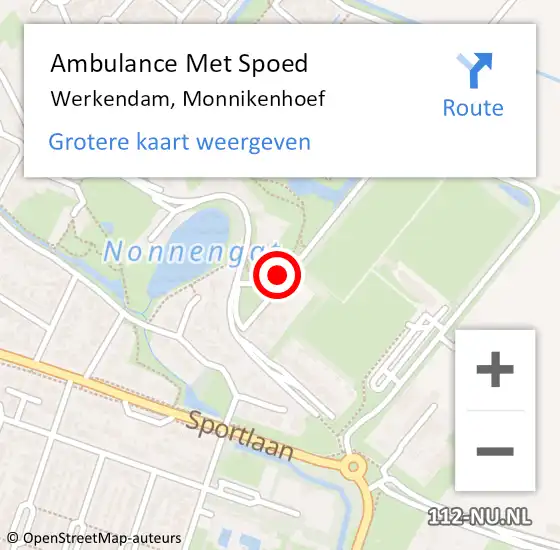 Locatie op kaart van de 112 melding: Ambulance Met Spoed Naar Werkendam, Monnikenhoef op 23 januari 2018 18:02