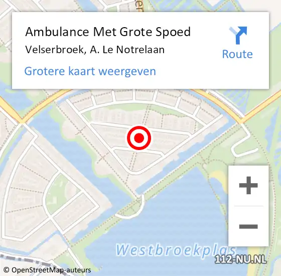 Locatie op kaart van de 112 melding: Ambulance Met Grote Spoed Naar Velserbroek, A. Le Notrelaan op 23 januari 2018 20:14