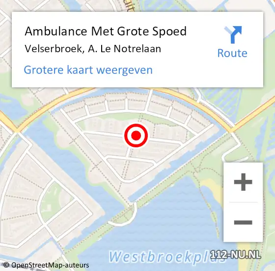 Locatie op kaart van de 112 melding: Ambulance Met Grote Spoed Naar Velserbroek, A. Le Notrelaan op 23 januari 2018 20:15